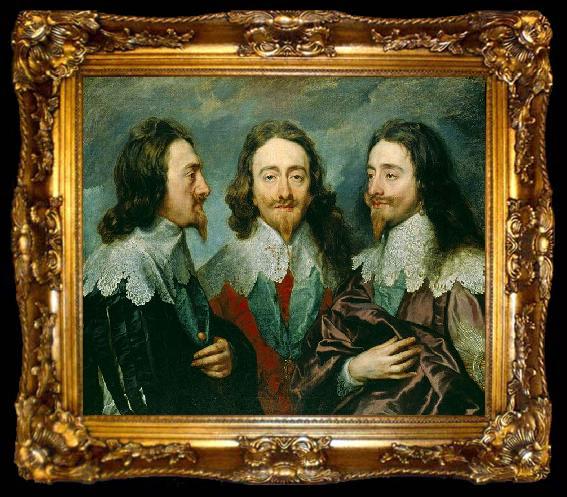 framed  Anthony Van Dyck This triple portrait of King Charles I was sent to Rome for Bernini to model a bust on, ta009-2